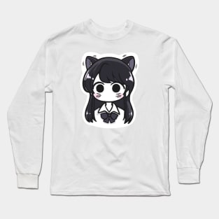 komi can't communicate komi cat komi san manga blush Long Sleeve T-Shirt